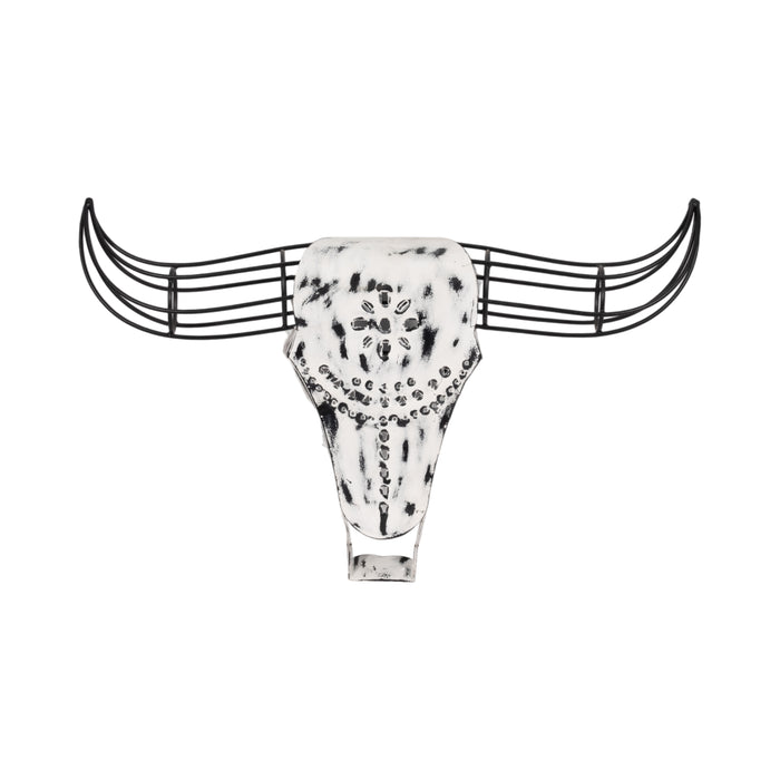 Décoration murale bison de 12 po en métal - noire et blanche