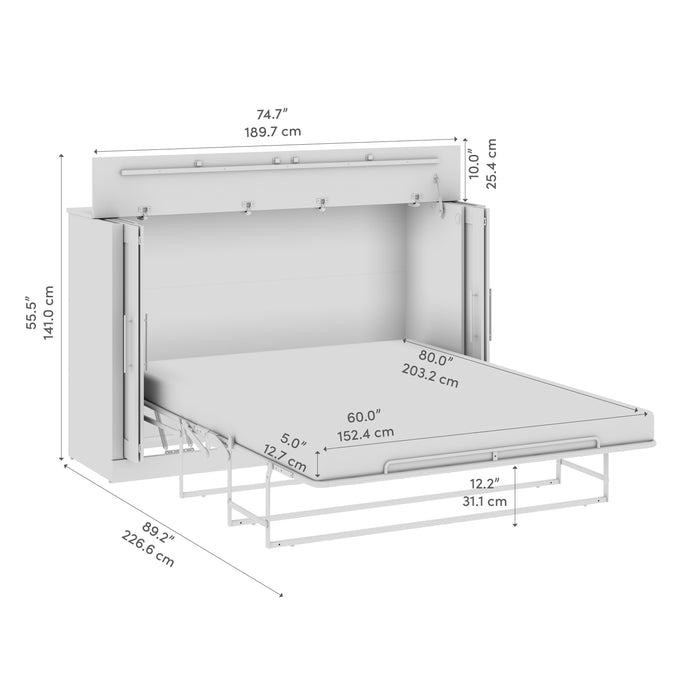 Armoire-grand lit Pur de Bestar de 75 po (L) avec matelas – noyer noir
