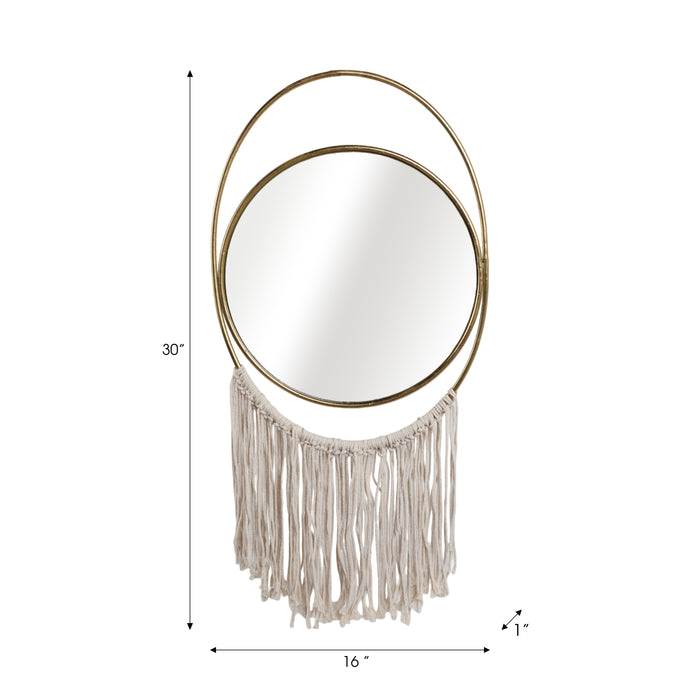 Décoration murale de 30 po en miroir et en métal - dorée et naturelle