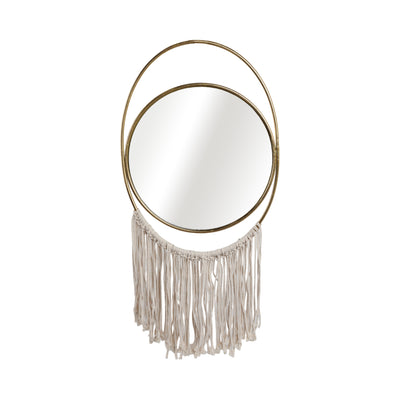 Metal 30" Mirrored Wall Decoration - Gold and Natural | Décoration murale de 30 po en miroir et en métal - dorée et naturelle