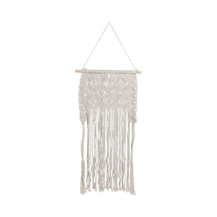 Décoration murale de 18 po en macramé et en bois - ivoire