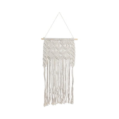 Wood 18" Macrame Wall Hanging - Ivory | Décoration murale de 18 po en macramé et en bois - ivoire