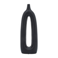 Vase de 14 po en céramique avec découpe - noir