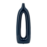 Vase de 14 po en céramique avec découpe - bleu