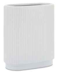 Vase strié en céramique blanche de 8 po