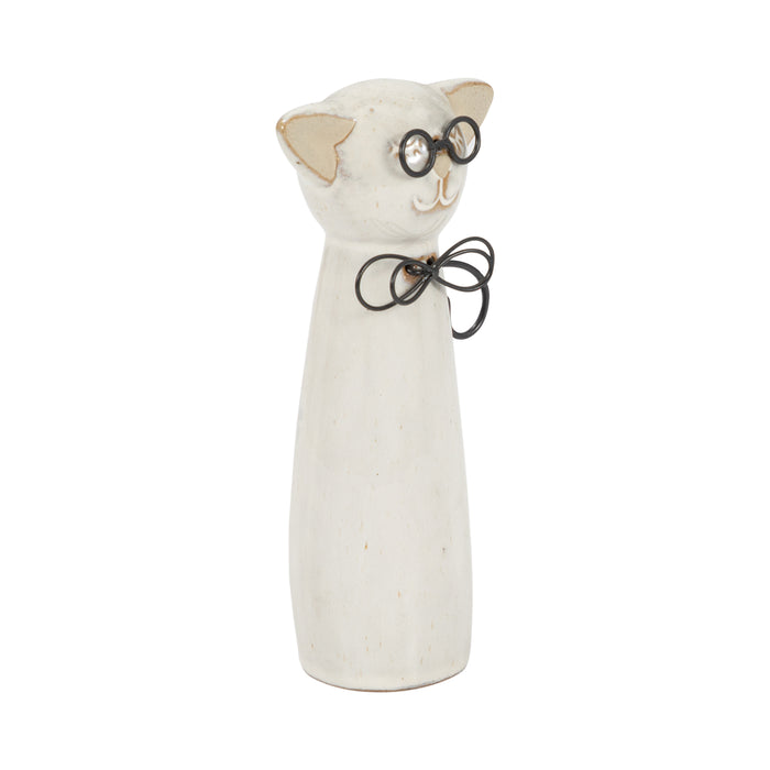 Chat de 7 po en céramique - beige