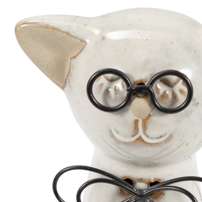 Chat de 7 po en céramique - beige