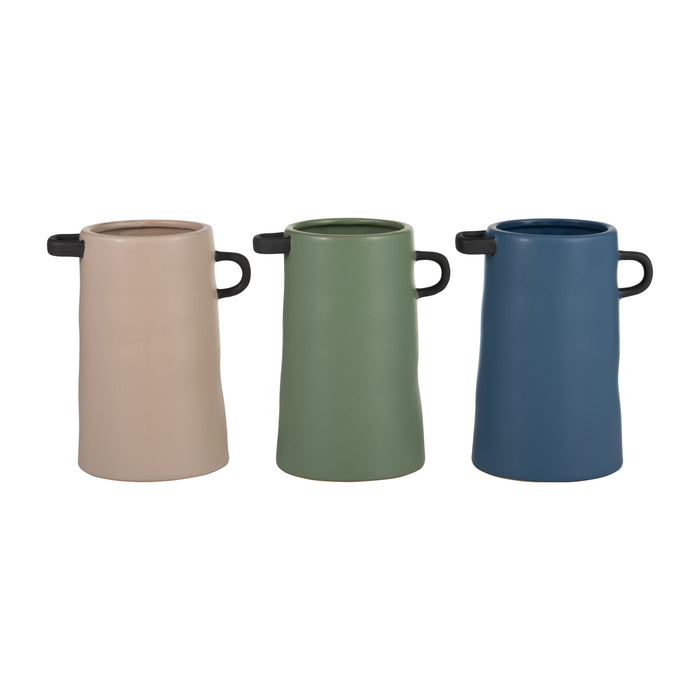 Vase de 9 po en céramique - bleu