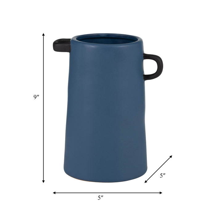 Vase de 9 po en céramique - bleu