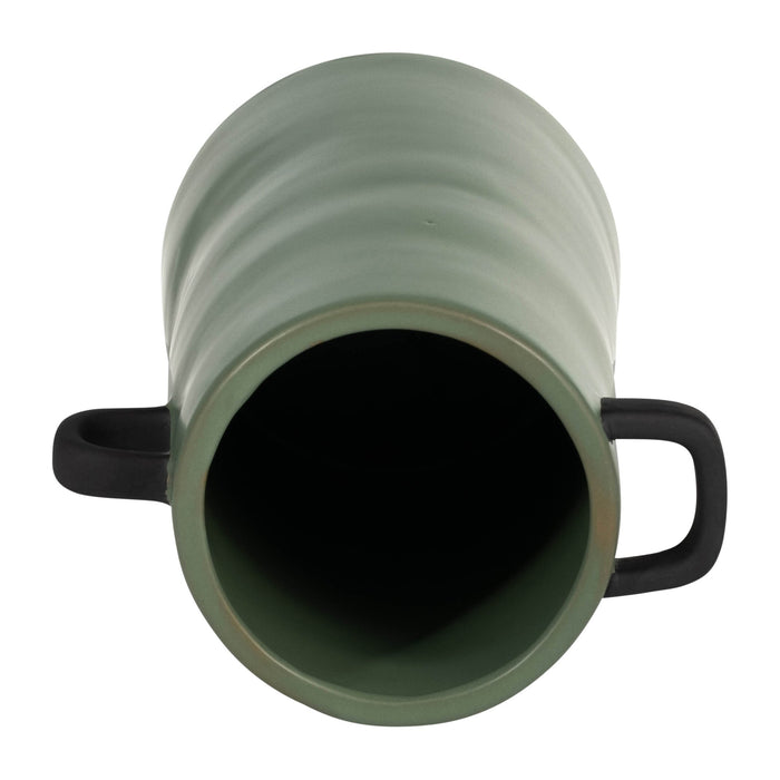 Vase à oreilles de 9 po en céramique - sauge foncé