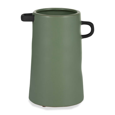Ceramic 9" Eared Vase - Dark Sage|Vase à oreilles de 9 po en céramique - sauge foncé