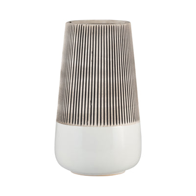 Ceramic 10" Ridged Vase - Ivory|Vase strié de 10 po en céramique - ivoire
