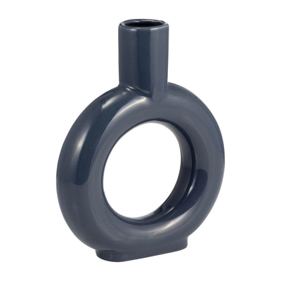 Ceramic 9" Round Cut-Out Vase - Cobalt Blue|Vase de 9 po en céramique avec découpe - bleu cobalt