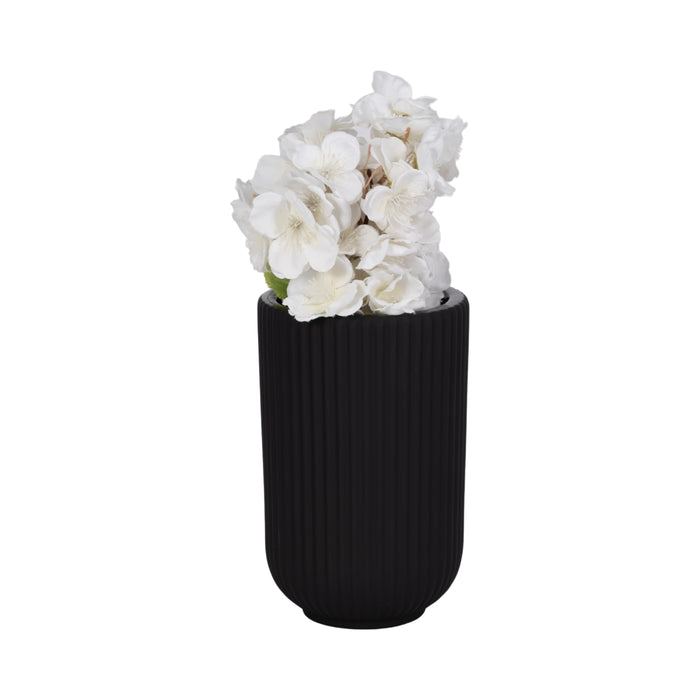 Vase strié de 7 po en céramique - noir