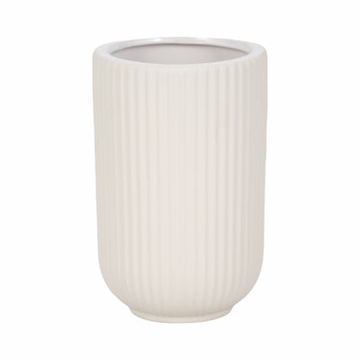 Ceramic 7" Ridged Vase - White|Vase strié de 7 po en céramique - blanc