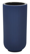 Vase strié en céramique bleu marine de 9 po