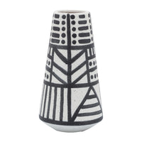 Vase éclectique de 8 po en céramique - noir et blanc