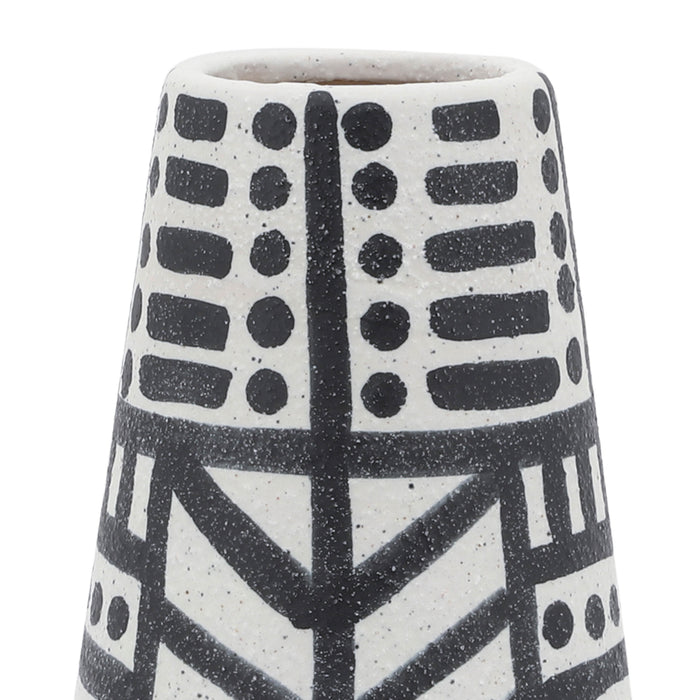 Vase éclectique de 8 po en céramique - noir et blanc