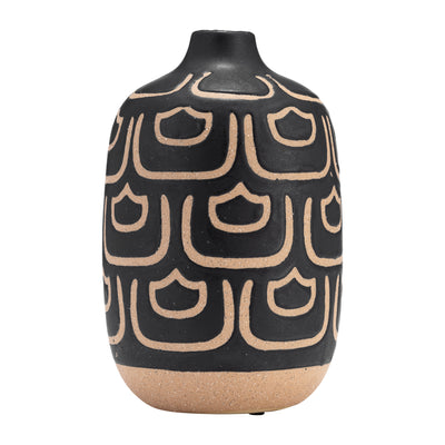 Ceramic 10" Decorative Vase - Black and Tan|Vase décoratif de 10 po en céramique - noir et tan