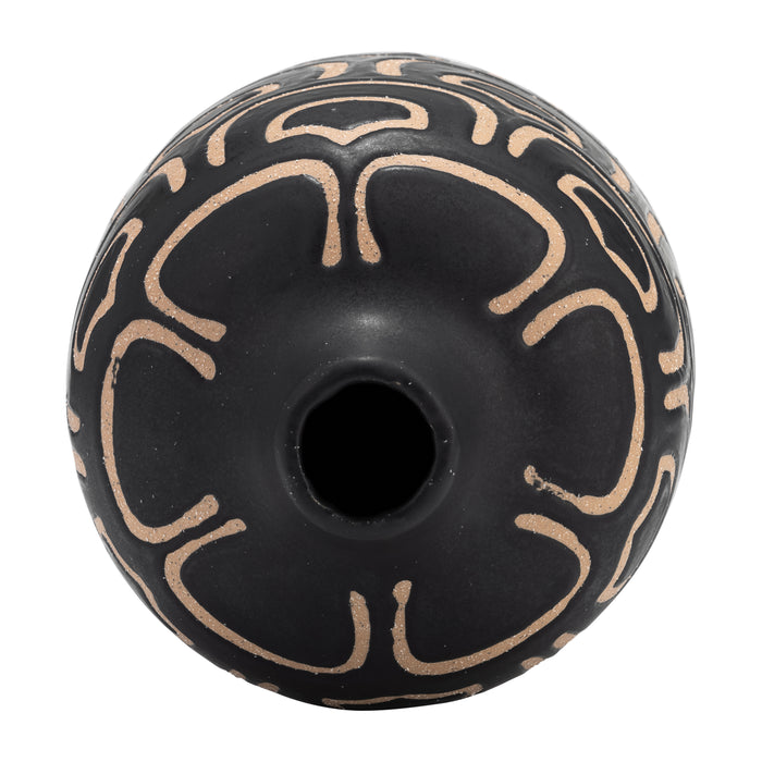 Vase décoratif de 10 po en céramique - noir et tan