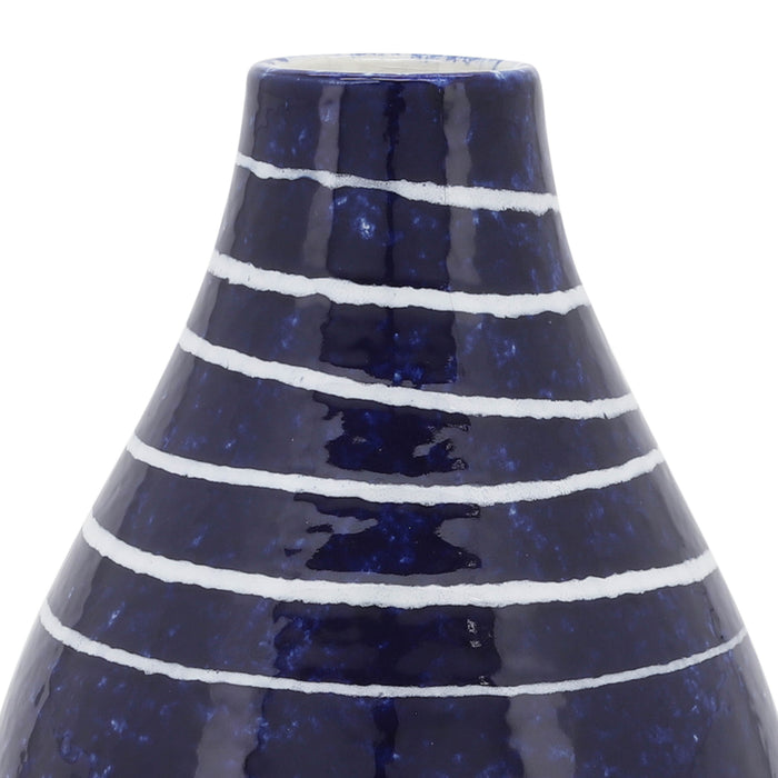 Vase Primeval de 10 po en céramique - bleu