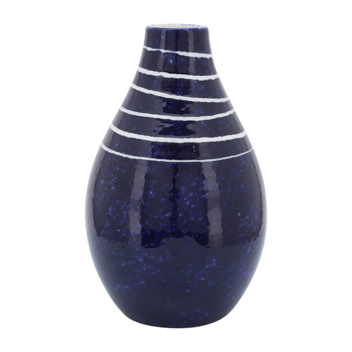 Vase Primeval de 10 po en céramique - bleu