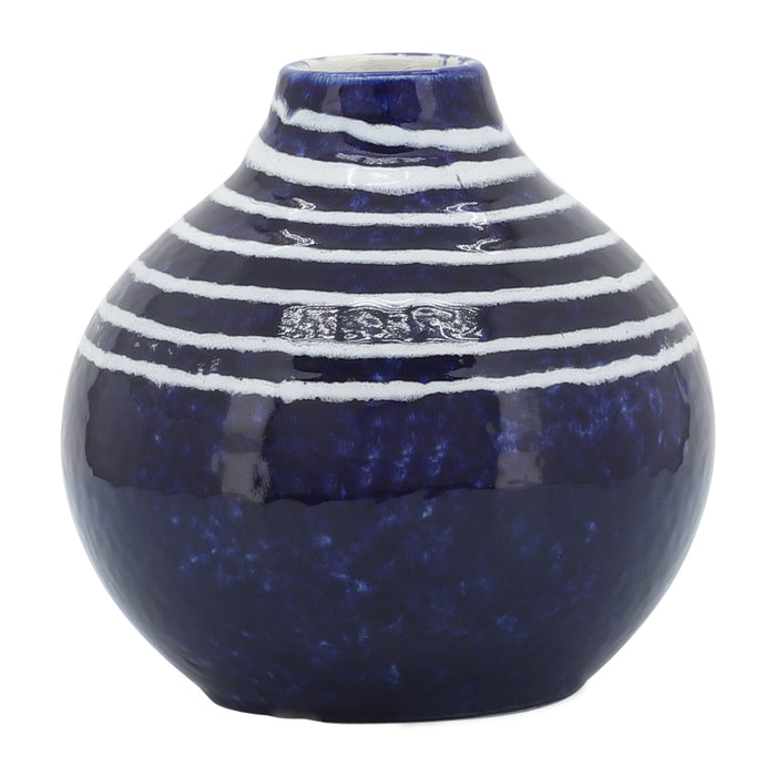 Vase Primeval de 5 po en céramique - bleu