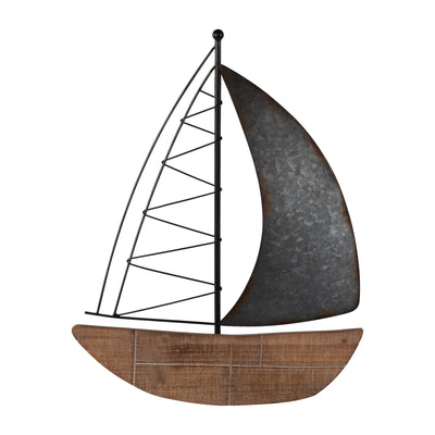 Metal 19" Boat Wall Decoration - Brown | Décoration murale bateau de 19 po en métal - brune