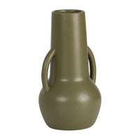 Vase de 8 po en céramique avec poignées - olive