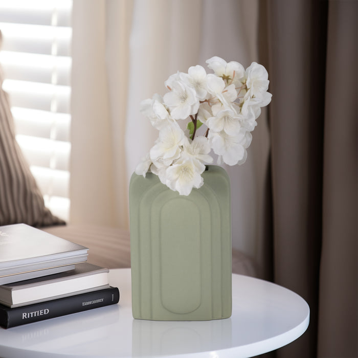 Vase rectangulaire de 7 po en dolomite - sauge foncé