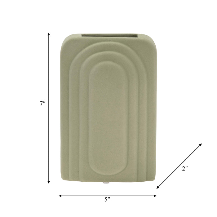 Vase rectangulaire de 7 po en dolomite - sauge foncé
