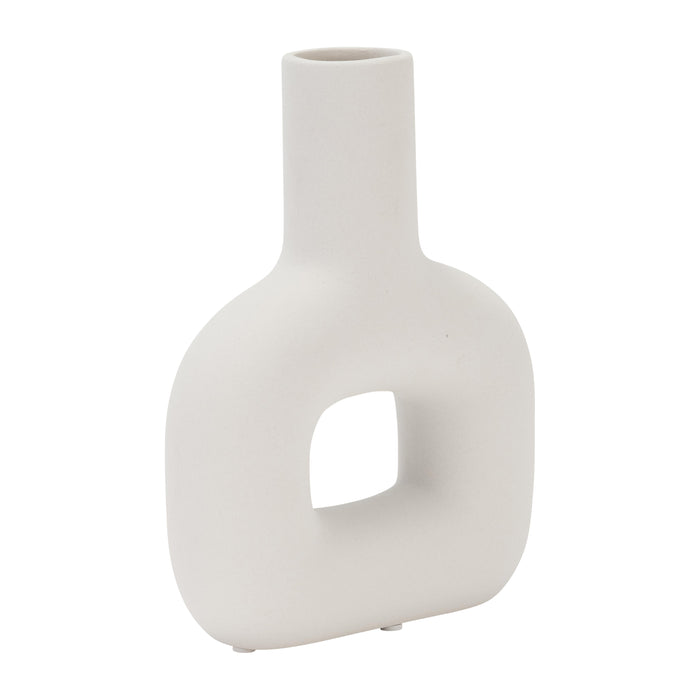 Vase de 8 po en dolomie avec découpe - blanc