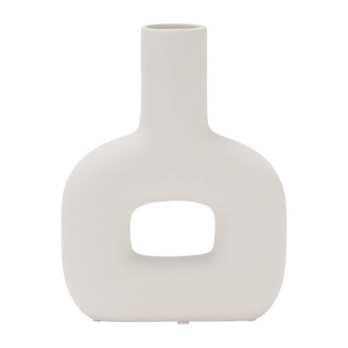Vase de 8 po en dolomie avec découpe - blanc