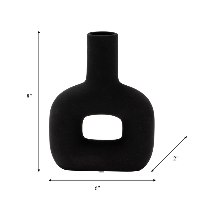 Vase de 8 po en dolomie avec découpe - noir