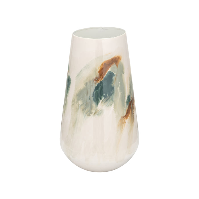Vase de 13 po en fer coloré teinté - blanc