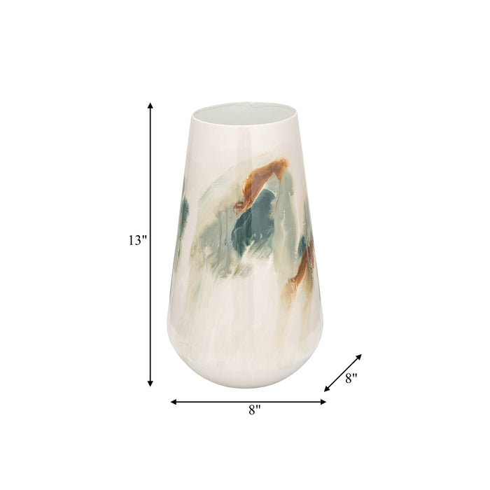 Vase de 13 po en fer coloré teinté - blanc