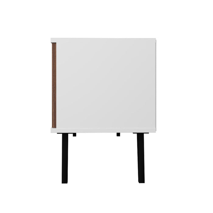 Meuble pour téléviseur Doyers de Manhattan Comfort de 53,15 po de style moderne du milieu du 20e siècle - blanc et brun noix