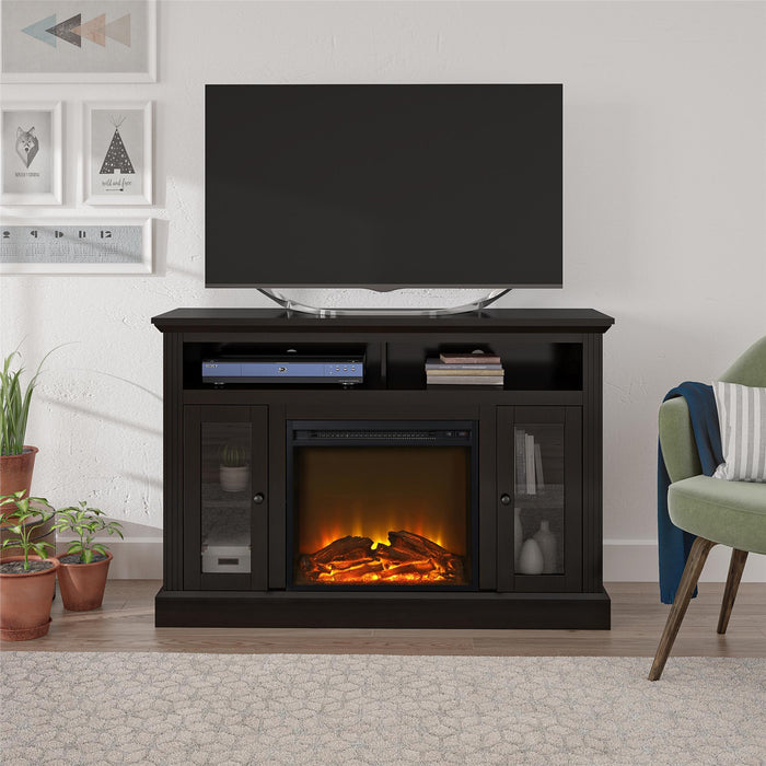 Console pour téléviseur Chicago d’Ameriwood Home avec foyer électrique pour téléviseurs à écran plat jusqu’à 50 po - espresso