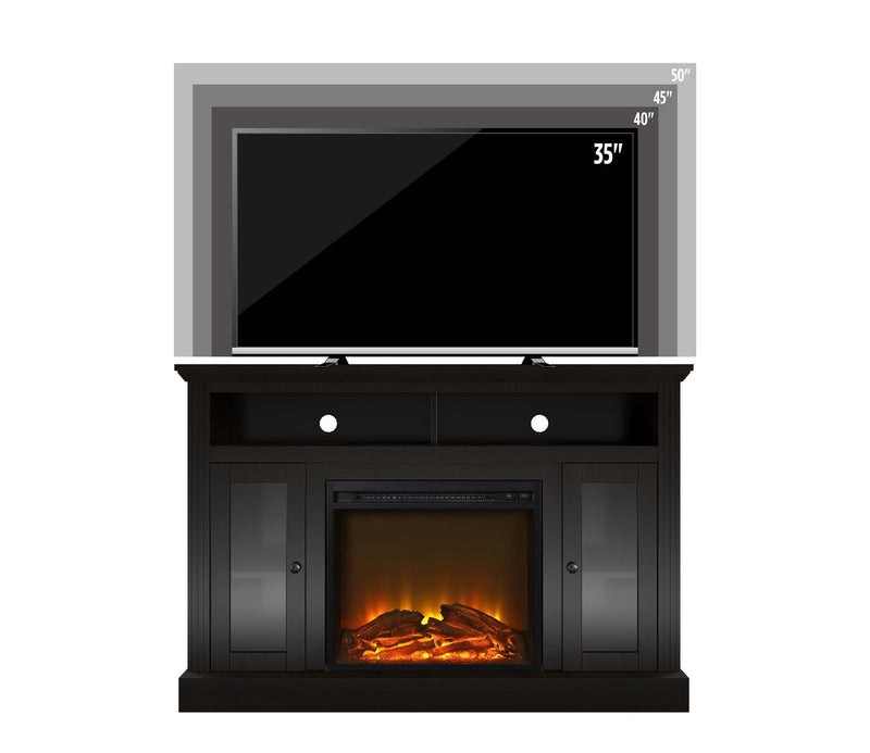 Console pour téléviseur Chicago d’Ameriwood Home avec foyer électrique pour téléviseurs à écran plat jusqu’à 50 po - espresso