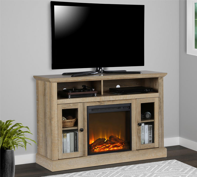 Console pour téléviseur Chicago d’Ameriwood Home avec foyer électrique pour téléviseurs à écran plat jusqu’à 50 po - naturelle
