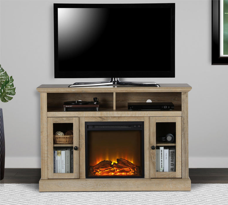 Console pour téléviseur Chicago d’Ameriwood Home avec foyer électrique pour téléviseurs à écran plat jusqu’à 50 po - naturelle