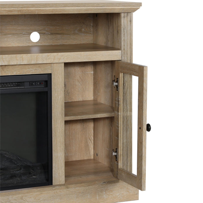 Console pour téléviseur Chicago d’Ameriwood Home avec foyer électrique pour téléviseurs à écran plat jusqu’à 50 po - naturelle