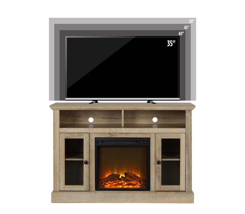 Console pour téléviseur Chicago d’Ameriwood Home avec foyer électrique pour téléviseurs à écran plat jusqu’à 50 po - naturelle