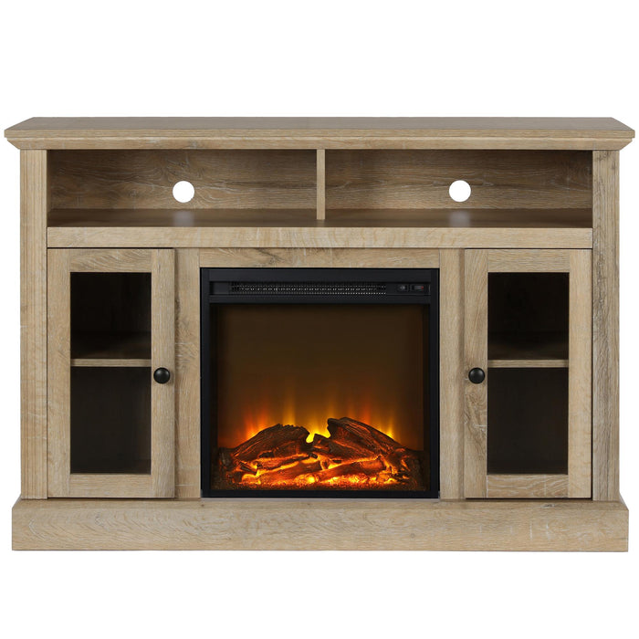 Console pour téléviseur Chicago d’Ameriwood Home avec foyer électrique pour téléviseurs à écran plat jusqu’à 50 po - naturelle