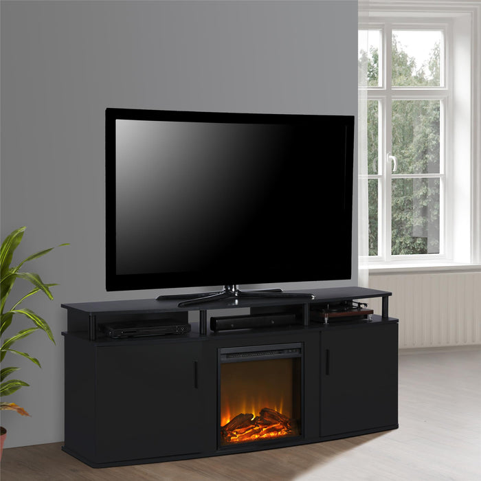 Console pour téléviseur Carson d’Ameriwood Home avec foyer électrique pour téléviseurs jusqu’à 70 po - noire