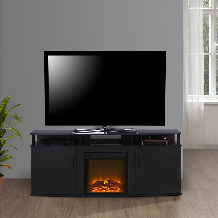 Console pour téléviseur Carson d’Ameriwood Home avec foyer électrique pour téléviseurs jusqu’à 70 po - noire