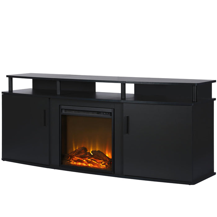 Console pour téléviseur Carson d’Ameriwood Home avec foyer électrique pour téléviseurs jusqu’à 70 po - noire