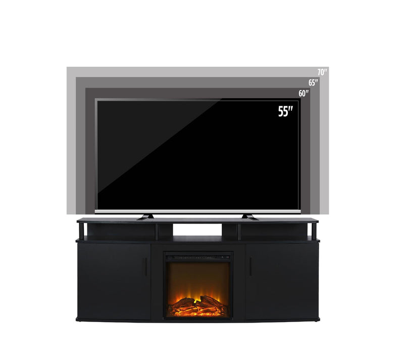 Console pour téléviseur Carson d’Ameriwood Home avec foyer électrique pour téléviseurs jusqu’à 70 po - noire