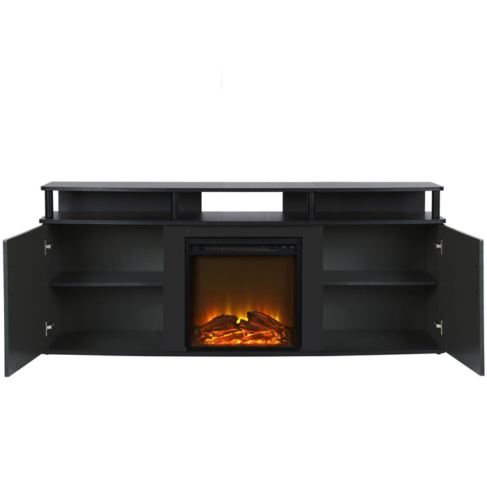 Console pour téléviseur Carson d’Ameriwood Home avec foyer électrique pour téléviseurs jusqu’à 70 po - noire