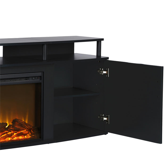 Console pour téléviseur Carson d’Ameriwood Home avec foyer électrique pour téléviseurs jusqu’à 70 po - noire